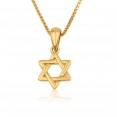 14K Solid Gold Necklace with Star of David Pendant, a Smooth Finish