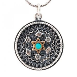 Yemenite style Star of David Pendant with Turquoise by Golan Jewelry