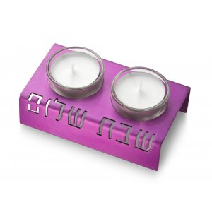 Shabbat Shalom Candlesticks Table Design, White - Adi Sidler