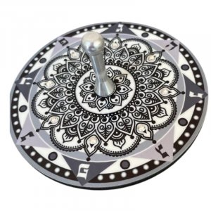 Sparkling Decorative Dreidel with Stand, White and Black - Dorit Judaica
