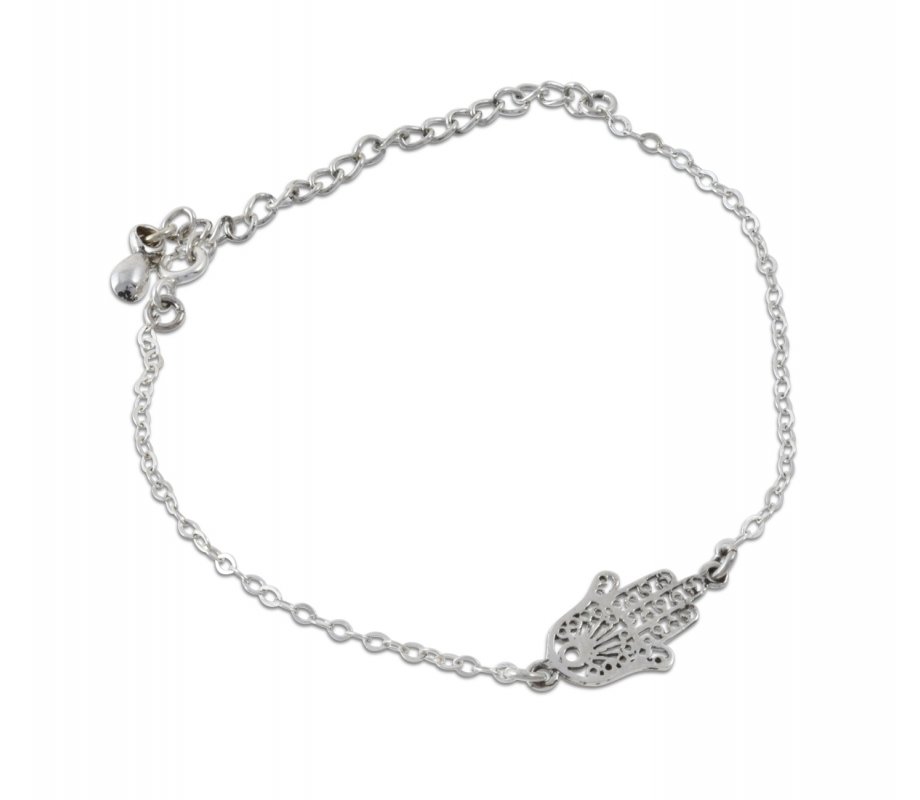 925 Sterling Silver Bracelet with Hamsa Hand Ornament - AJDesign