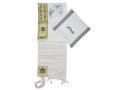 Acrylic Tallit Set with Gold Stripes and Menorah and Star of David Motif - Ateret
