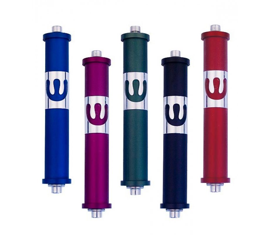 Agayof Cylinder Mezuzah Case with Curving Shin, in Dark Colors - 4 Inches Height