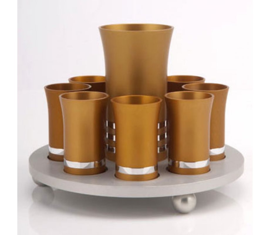 Agayof Kiddush Cup Set - Gold Color