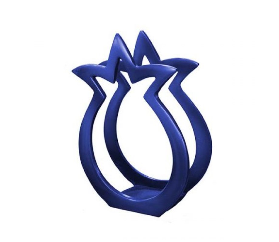 Aluminum Napkin Serviette Holder, Pomegranate Shape, Blue - Yair Emanuel