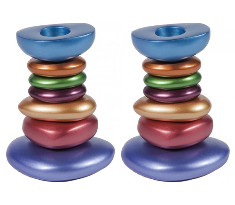 Aluminum Tower Candlestick - Stone Shapes by Yair Emanuel