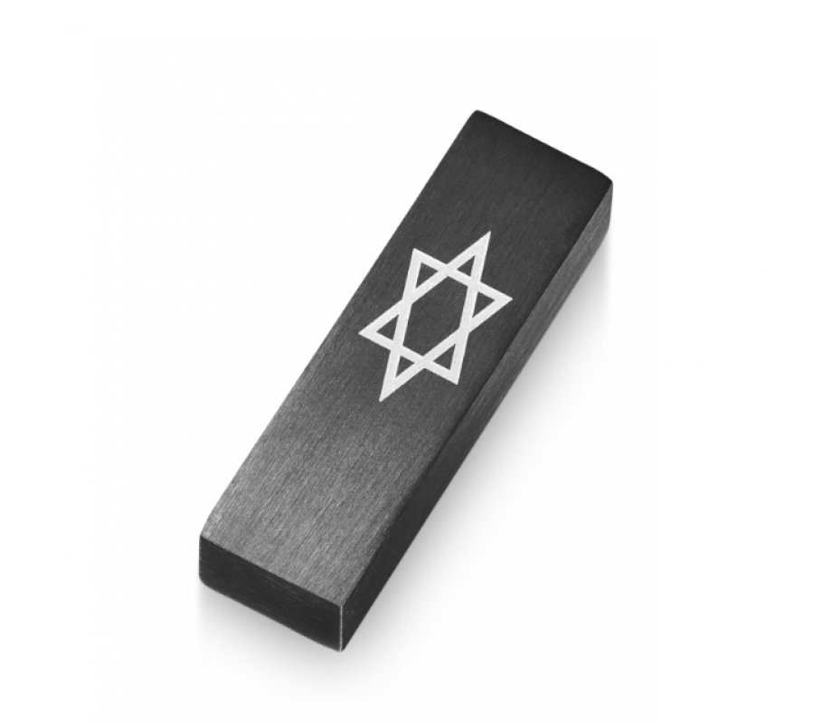 Anodized Aluminum Car Mezuzah Star of David, Black - Adi Sidler