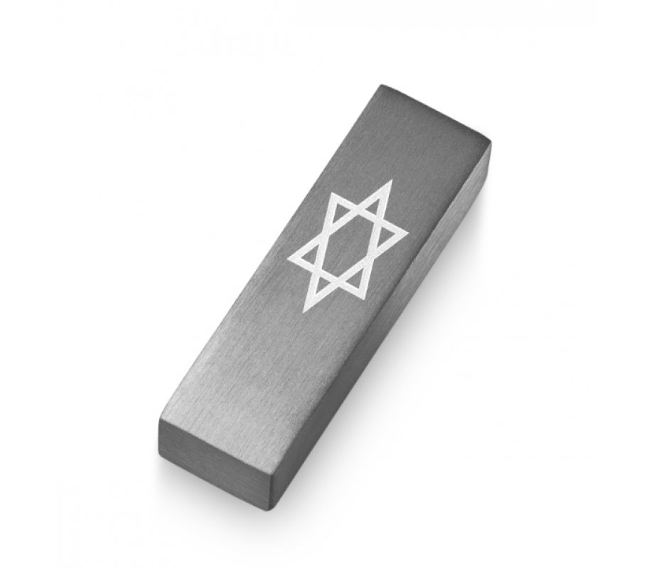 Anodized Aluminum Car Mezuzah Star of David, Gray - Adi Sidler