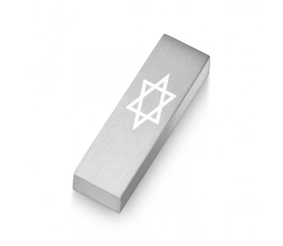Anodized Aluminum Car Mezuzah Star of David, Silver - Adi Sidler
