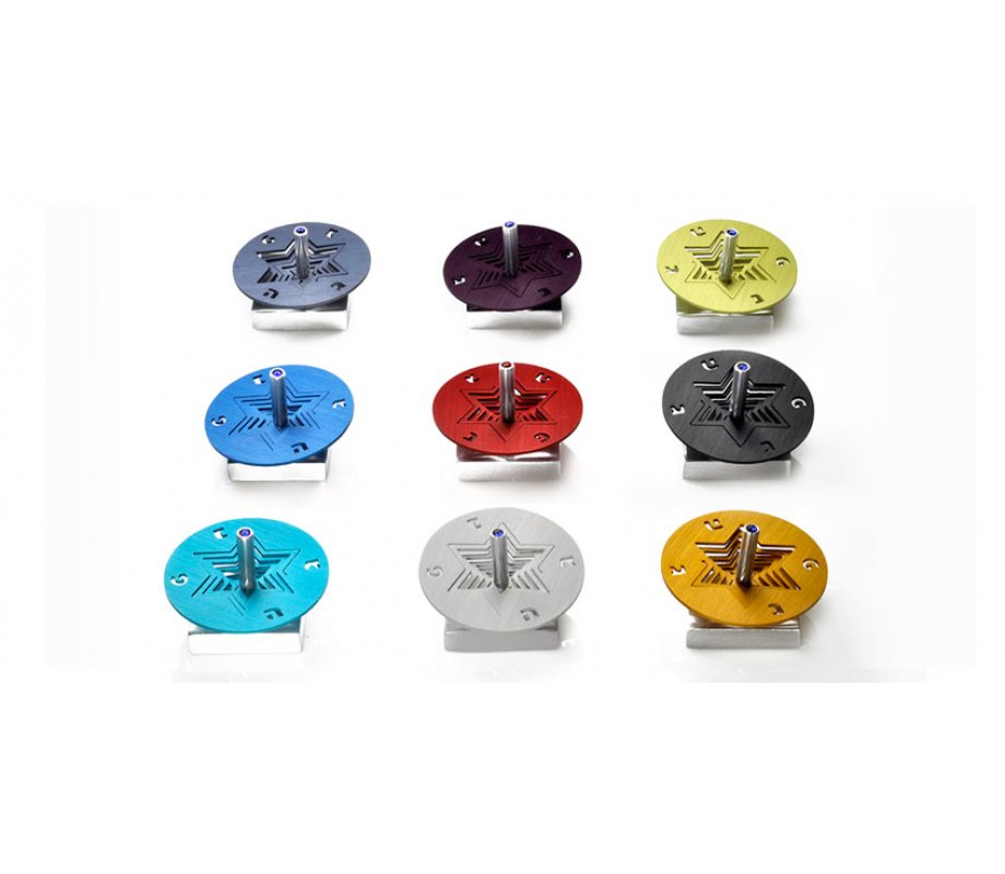 Anodized Aluminum Hanukkah Dreidel with Stand, Star of David, Red - Adi Sidler