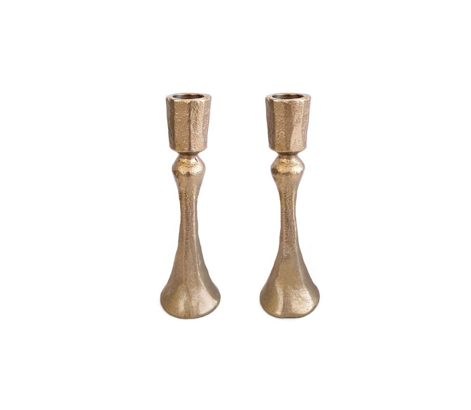 Antique Style Small Brass Candlesticks - Yair Emanuel