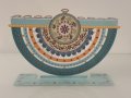 Arc Hanukkah Menorah with Colorful Pomegranates, for Oil - Dorit Judaica