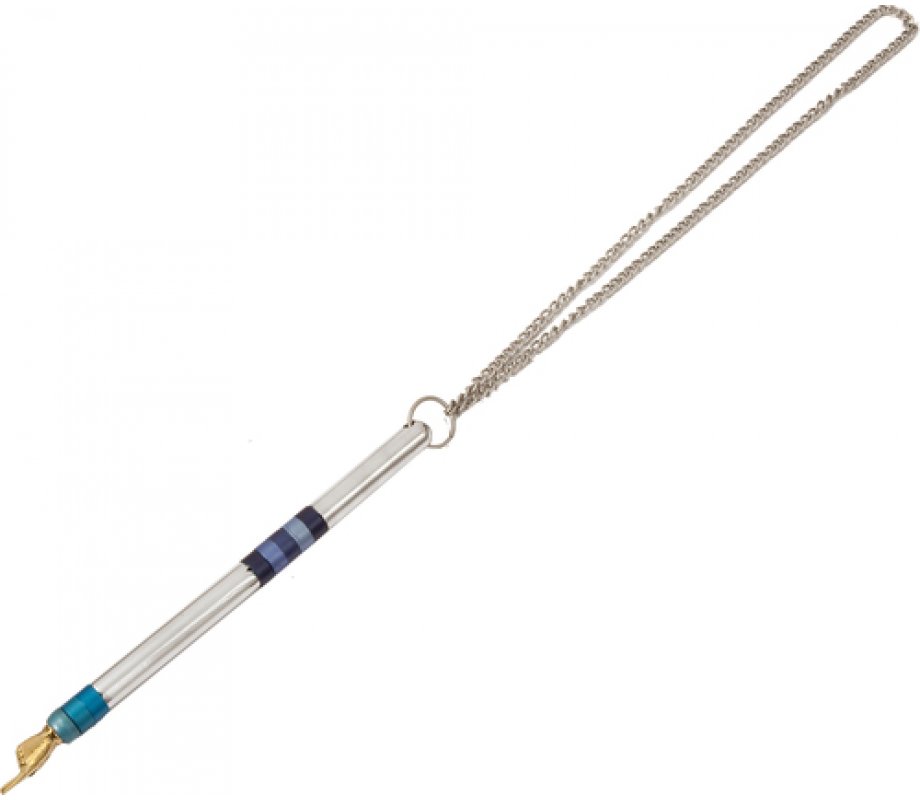 Blue Bands on Anodized Aluminum Silver Torah Pointer Yad - Yair Emanuel