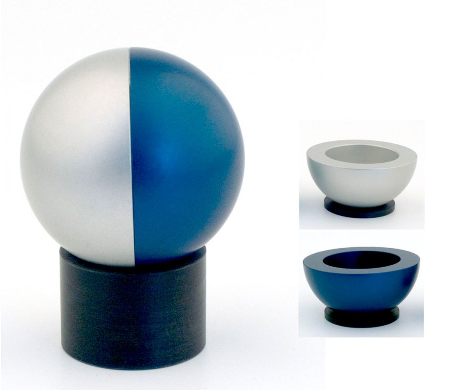 Blue Travelling Aluminum Shabbat Candlesticks Ball Series by Agayof