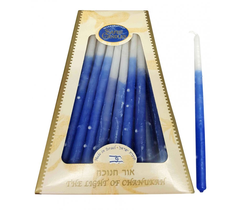 Blue and White Handmade Dripless Decorative Hanukkah Candles