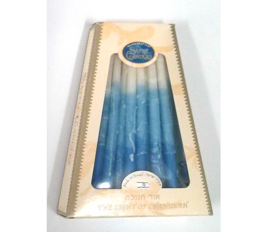 Blue and White Handmade Dripless Decorative Hanukkah Candles