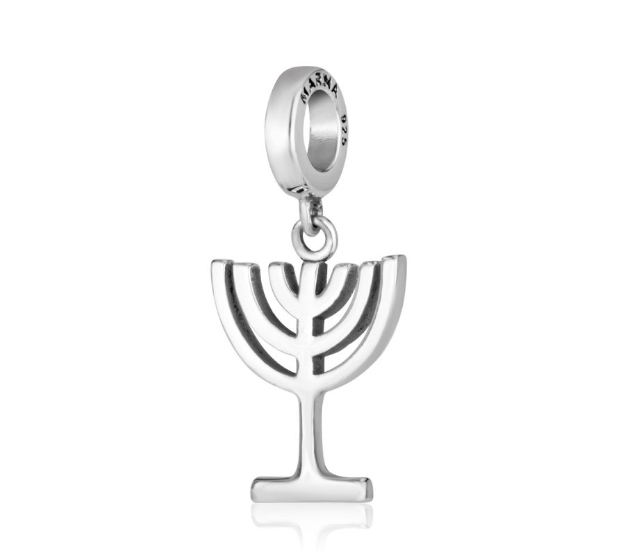 Bracelet Charm, 7-Branch Temple Menorah - Sterling Silver