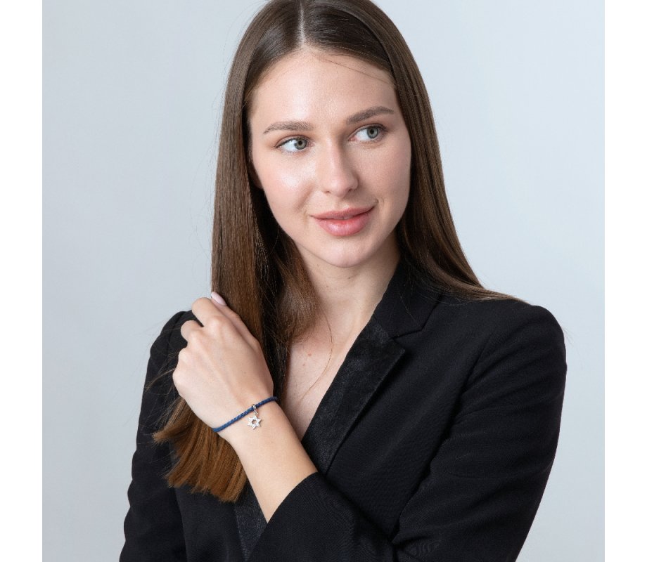 Bracelet Charm, Star of David filled with Crystal Stones - Sterling Silver