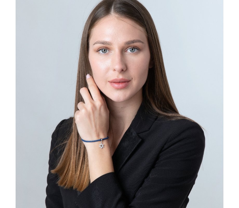 Bracelet Charm, Star of David filled with Crystal Stones - Sterling Silver