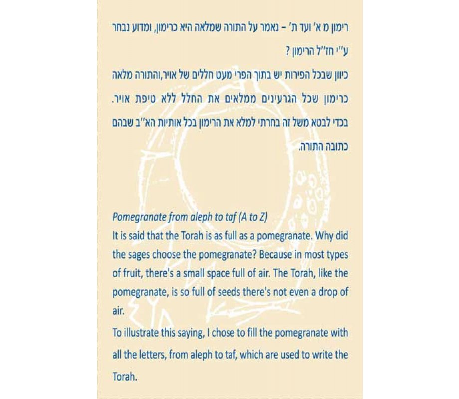 Brass Wall Hanging Pomegranate - Hebrew Alphabet by Shraga Landesman