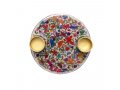 Butterfly Design Small Metal Candle Holders on Attached Tray - Yair Emanuel