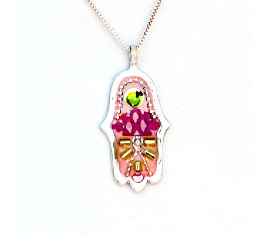 Colorful Hamsa Necklace by Ester Shahaf