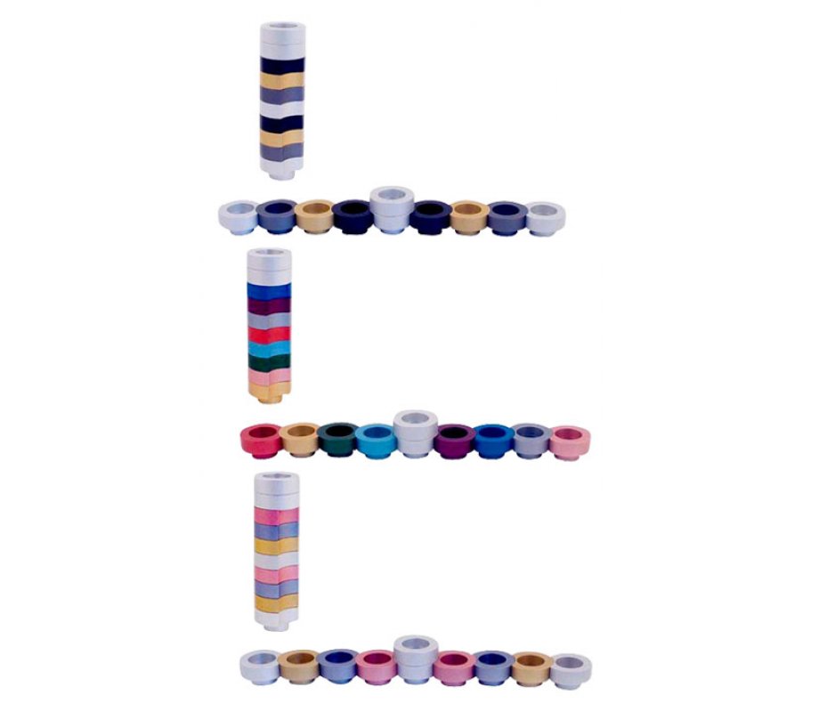 Compact Doughnut Travelling Menorah, Choice of Colors - Agayof