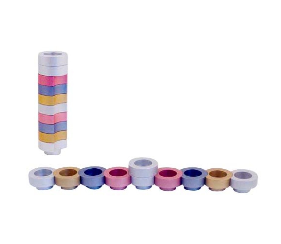 Compact Doughnut Travelling Menorah, Choice of Colors - Agayof