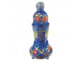 Compact Hand Painted Shabbat Candlesticks and Havdalah Set, Pomegranates - Yair Emanuel