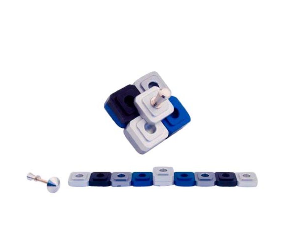 Compact Two in One Dreidel Menorah , Blue and Silver and Black Colors - Agayof