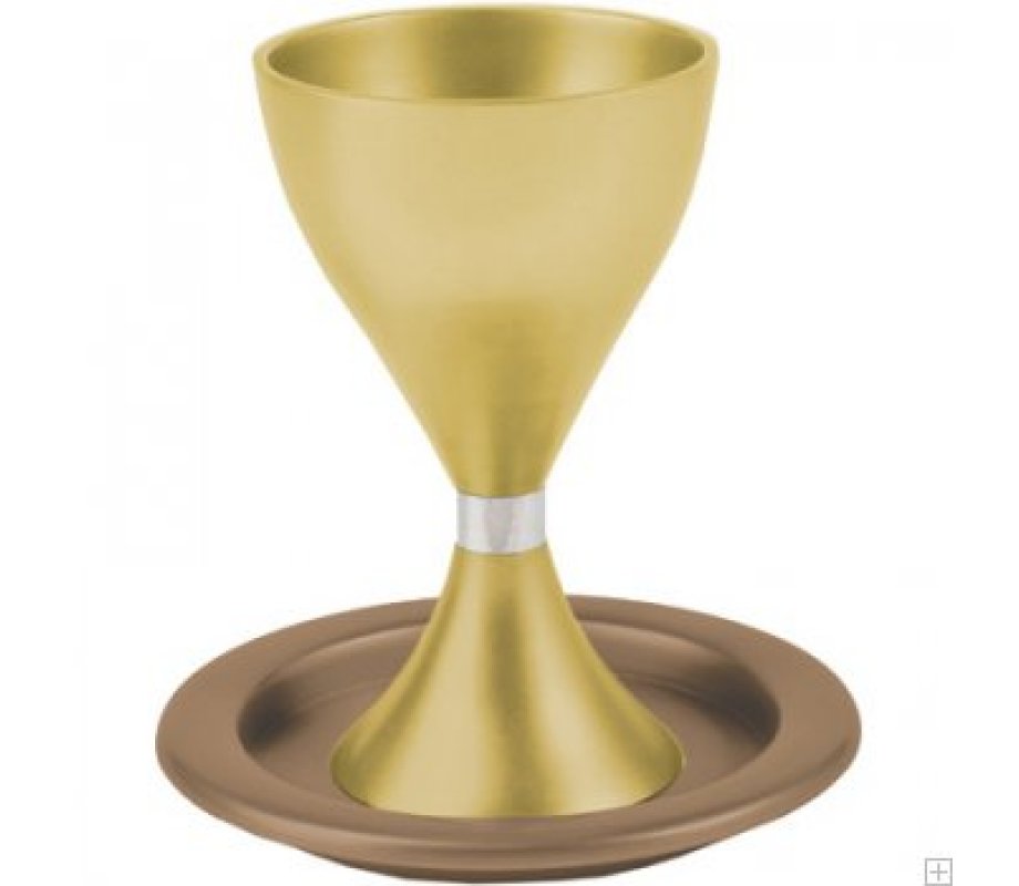 Contemporary Style Aluminum Kiddush Cup and Plate - Yair Emanuel