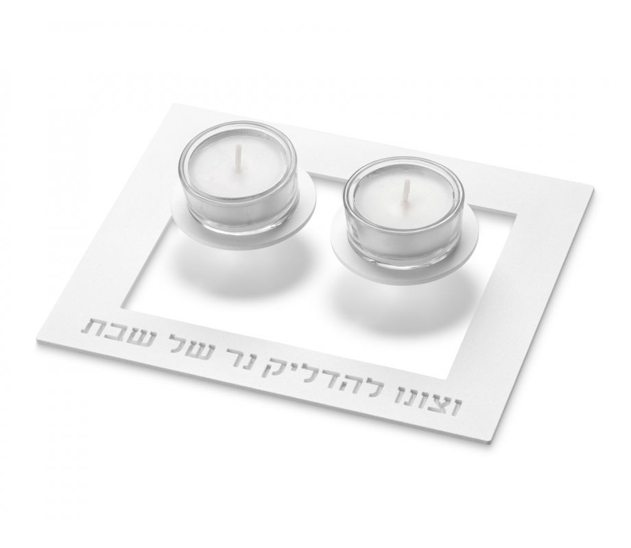 Contemporary Style Floating-in-Air Shabbat Candlesticks, White - Adi Sidler