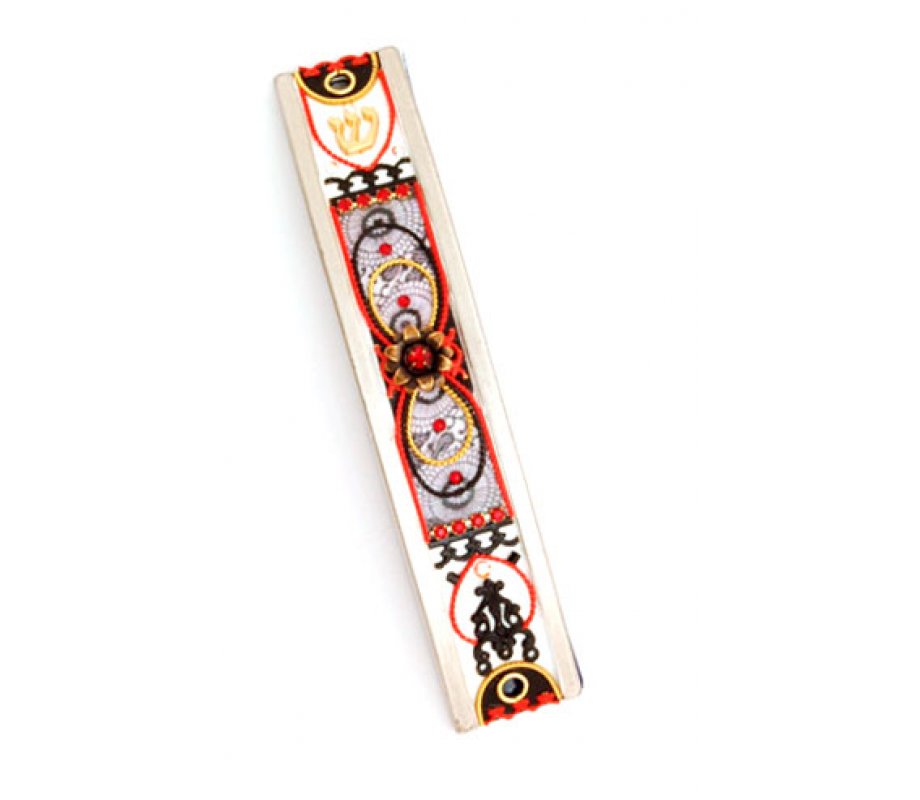 Curved Red and Black Mezuzah Case