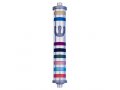Cylinder Mezuzah Case with Bands and Curving Shin In Dark Colors at 6 Inches - Agayof