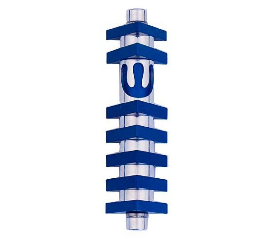 Cylinder Mezuzah Case with Triangles, Dark Colors at 4 Inches Height - Agayof