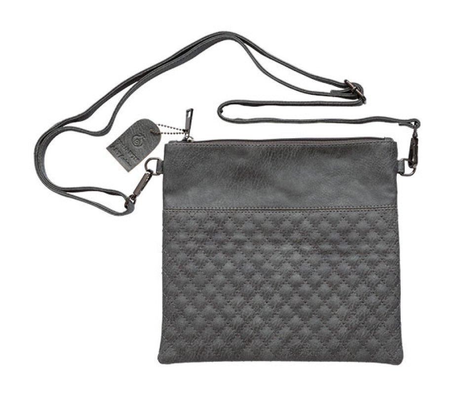 Dark Gray Faux Leather Tefillin Bag with Shoulder Strap