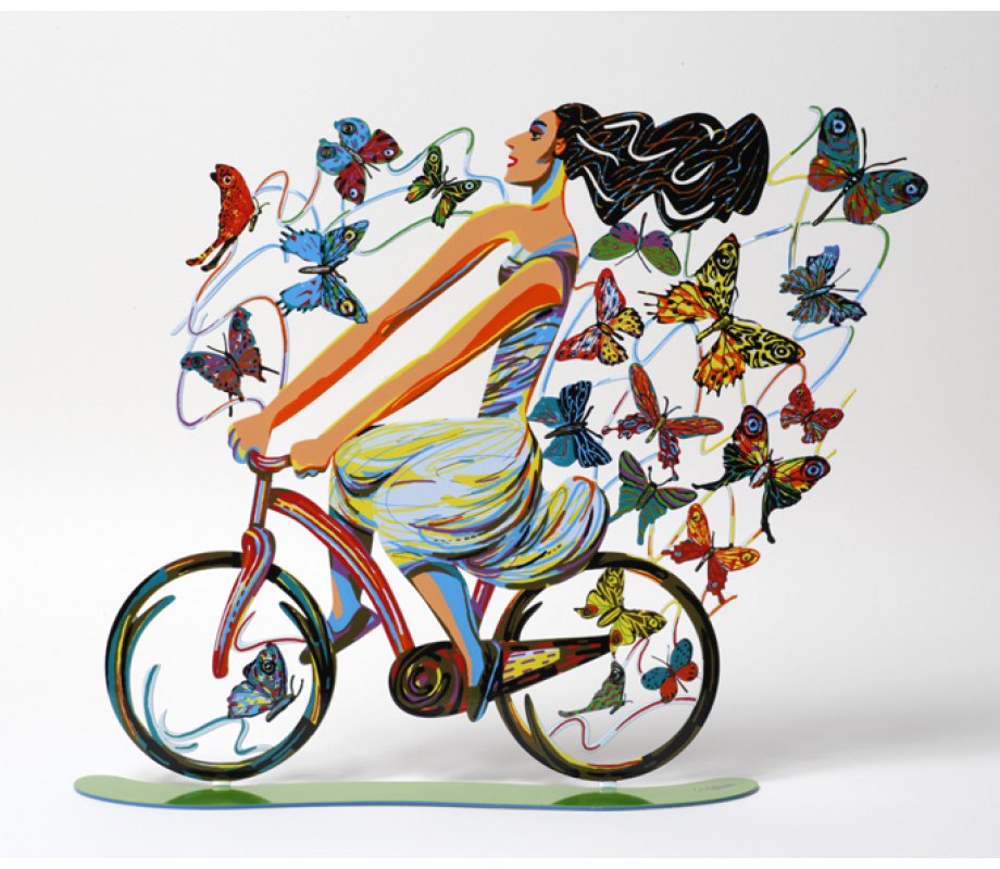 David Gerstein Free Standing Double Sided Bicycle Sculpture - Rider in Euphoria
