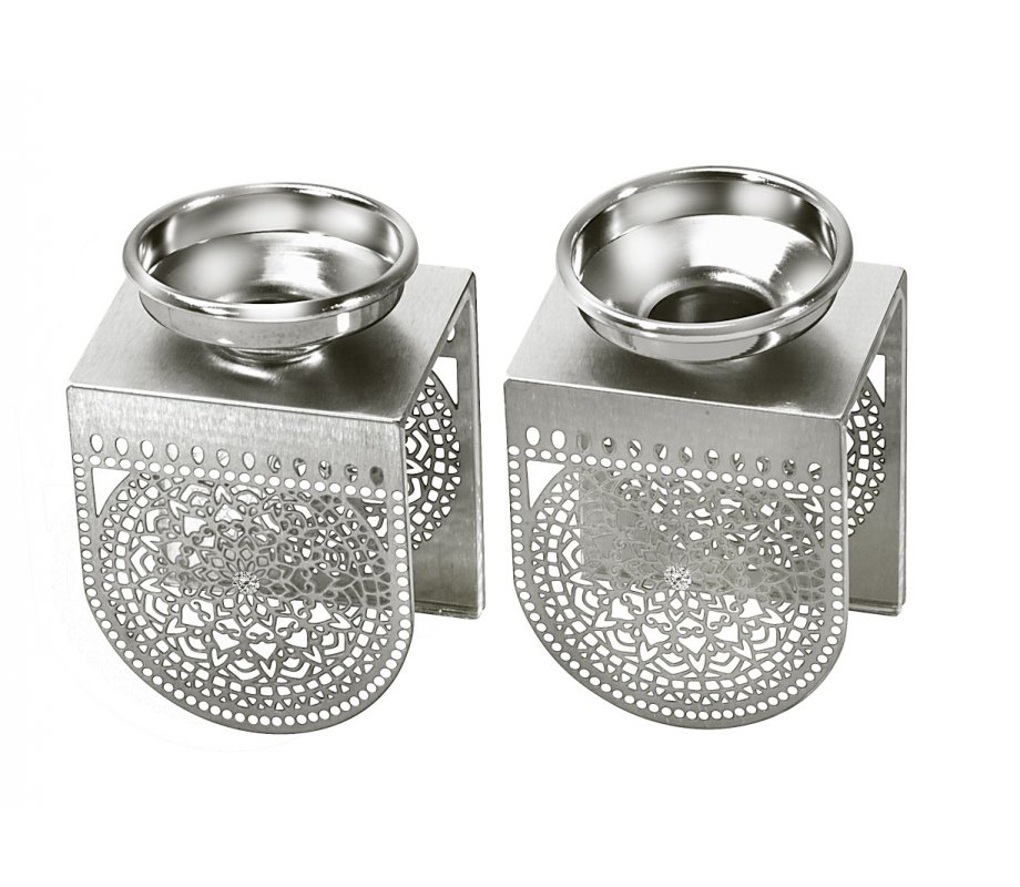 Delicate Filigree Lace Design Small Candlesticks - Dorit Judaica
