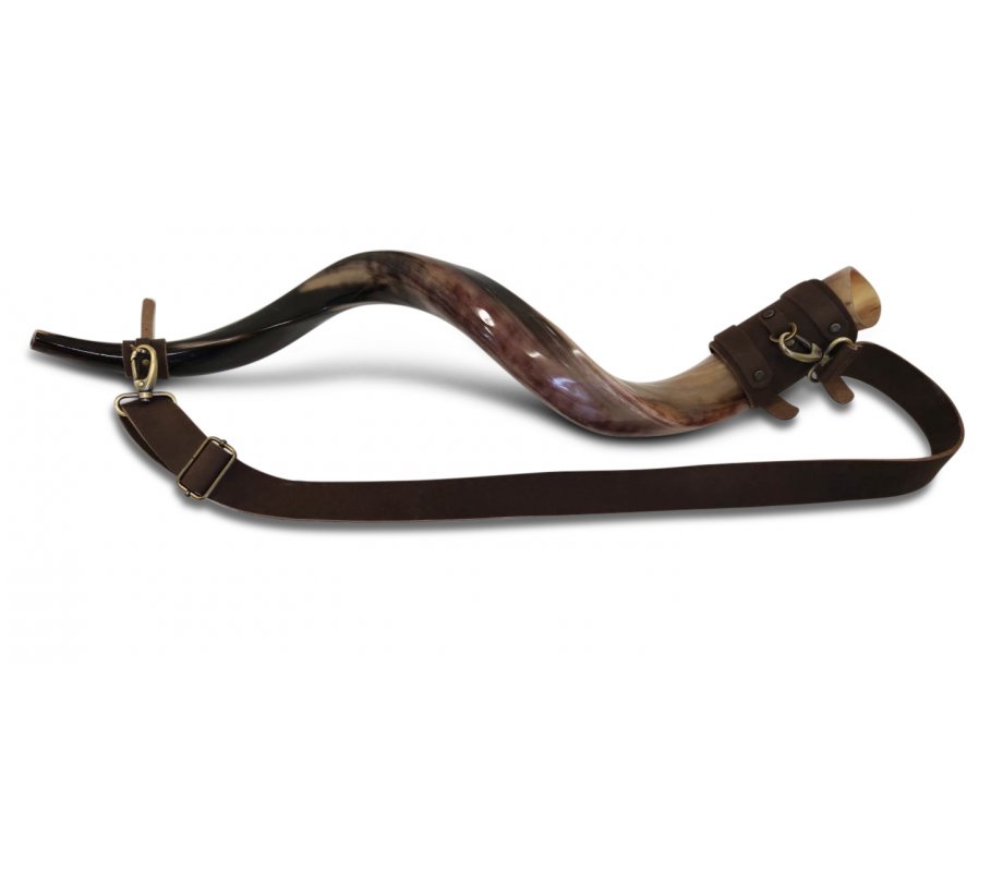 Elegant Leather Shoulder Carrying Strap for a Kudu Horn Yemenite Shofar