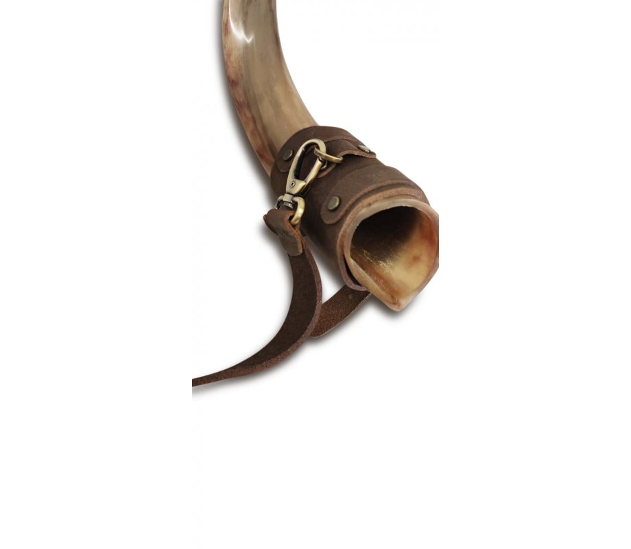 Elegant Leather Shoulder Carrying Strap for a Kudu Horn Yemenite Shofar