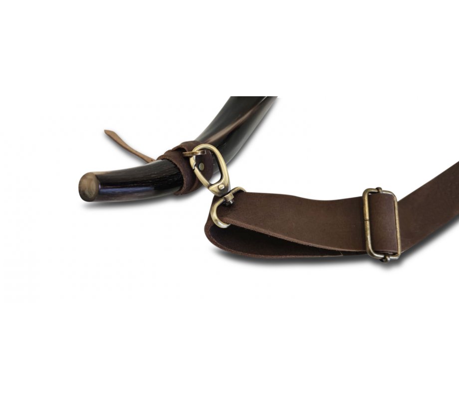 Elegant Leather Shoulder Carrying Strap for a Kudu Horn Yemenite Shofar