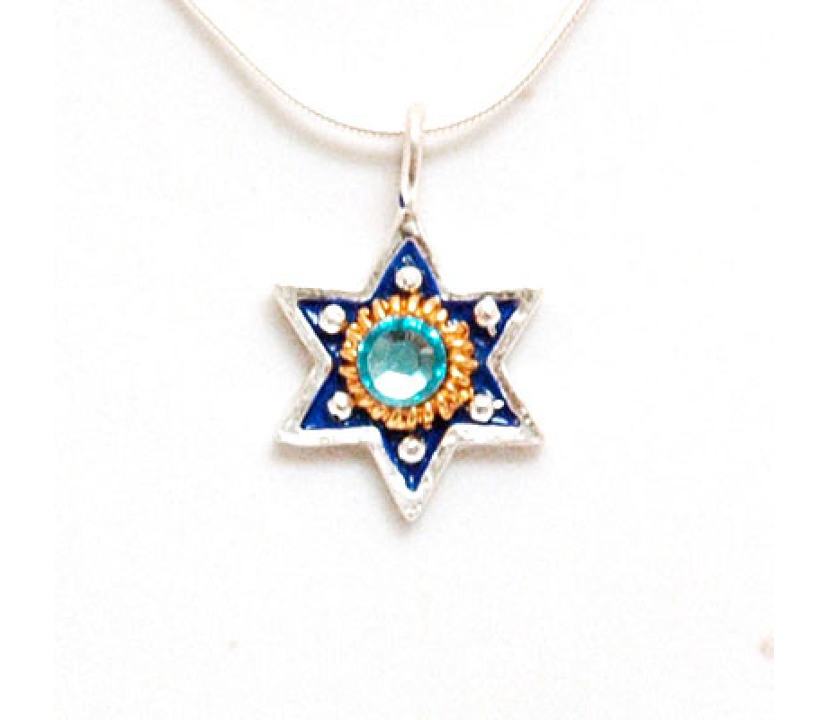 Ester Shahaf Blue Star of David Pendant