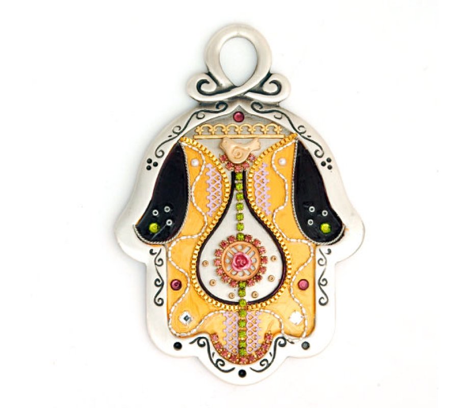 Ester Shahaf Gold and green Wall Hamsa