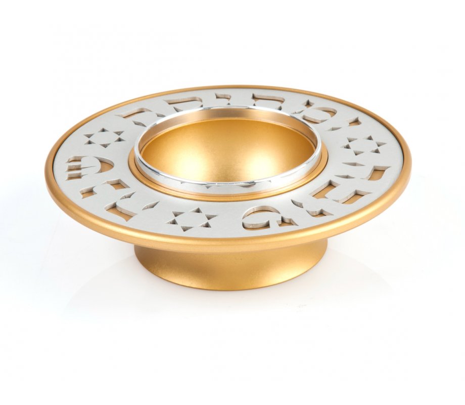 Exclusive Anodized Aluminum Honey Dish Engraved, Small - Agayof of Jerusalem