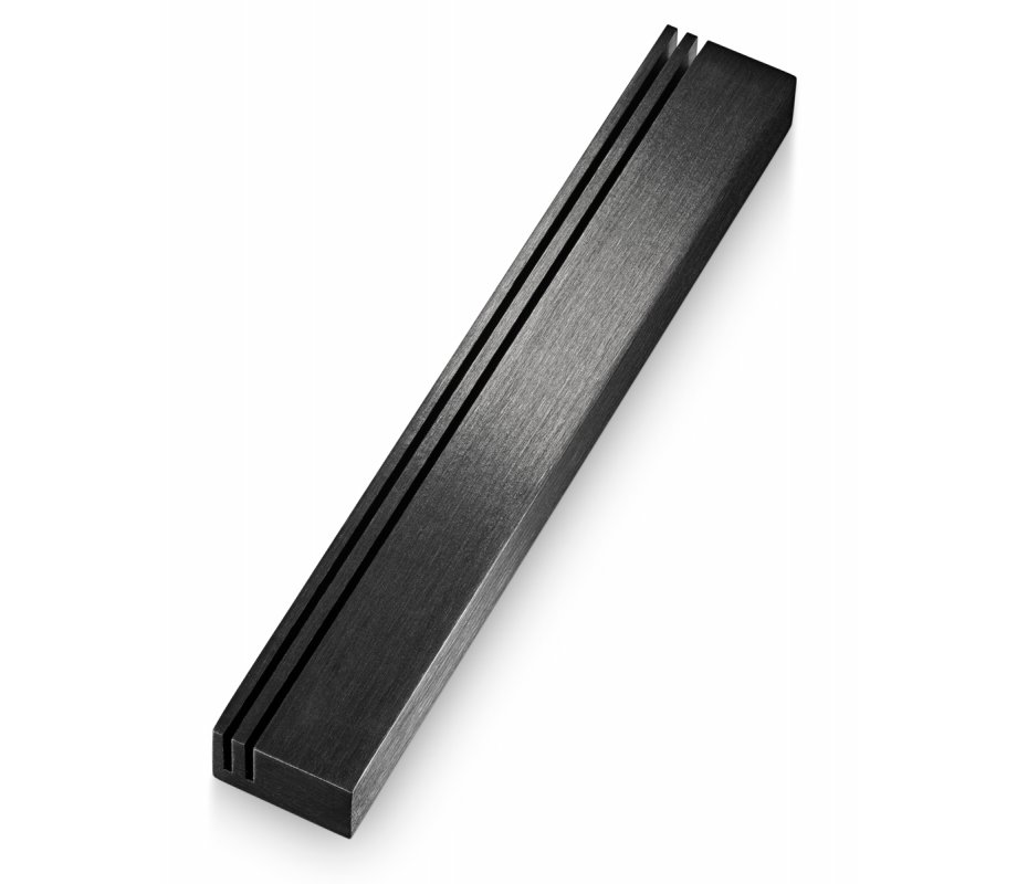 Extra Large Mezuzah Case with Vertical Tracks Resembling Shin, Black - Adi Sidler