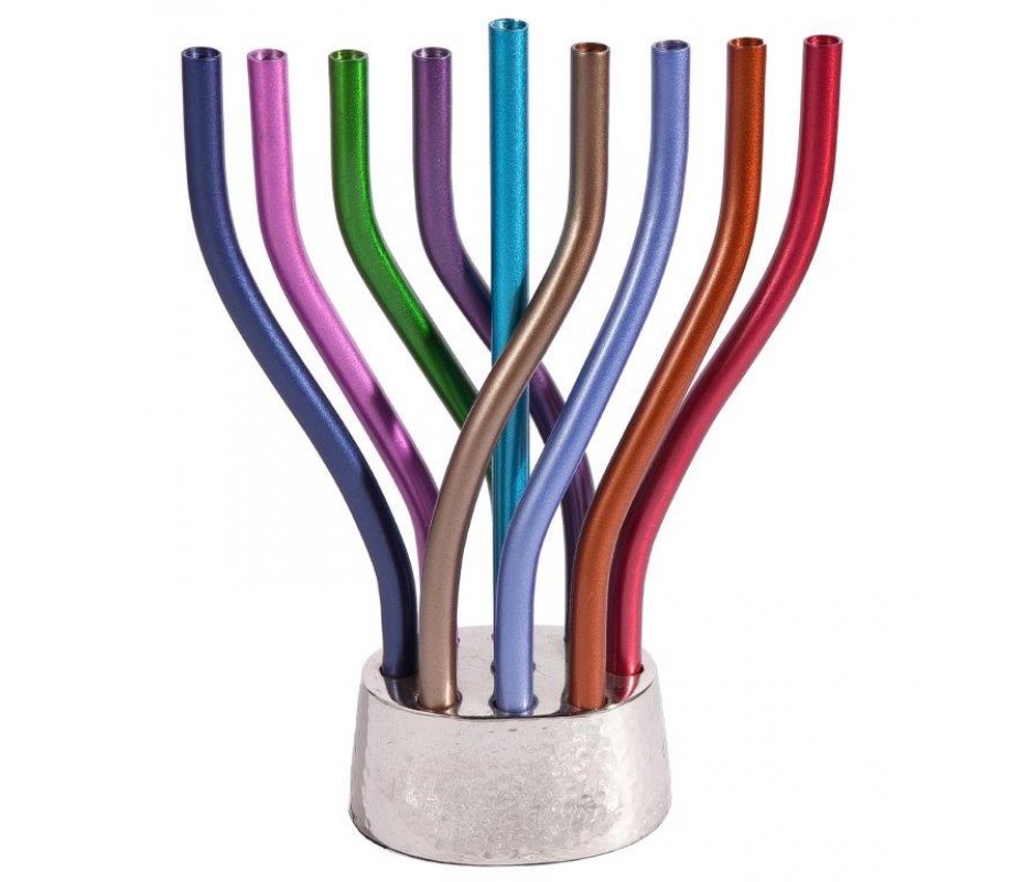 Flames Image Hanukkah Menorah, Multicolored - Yair Emanuel
