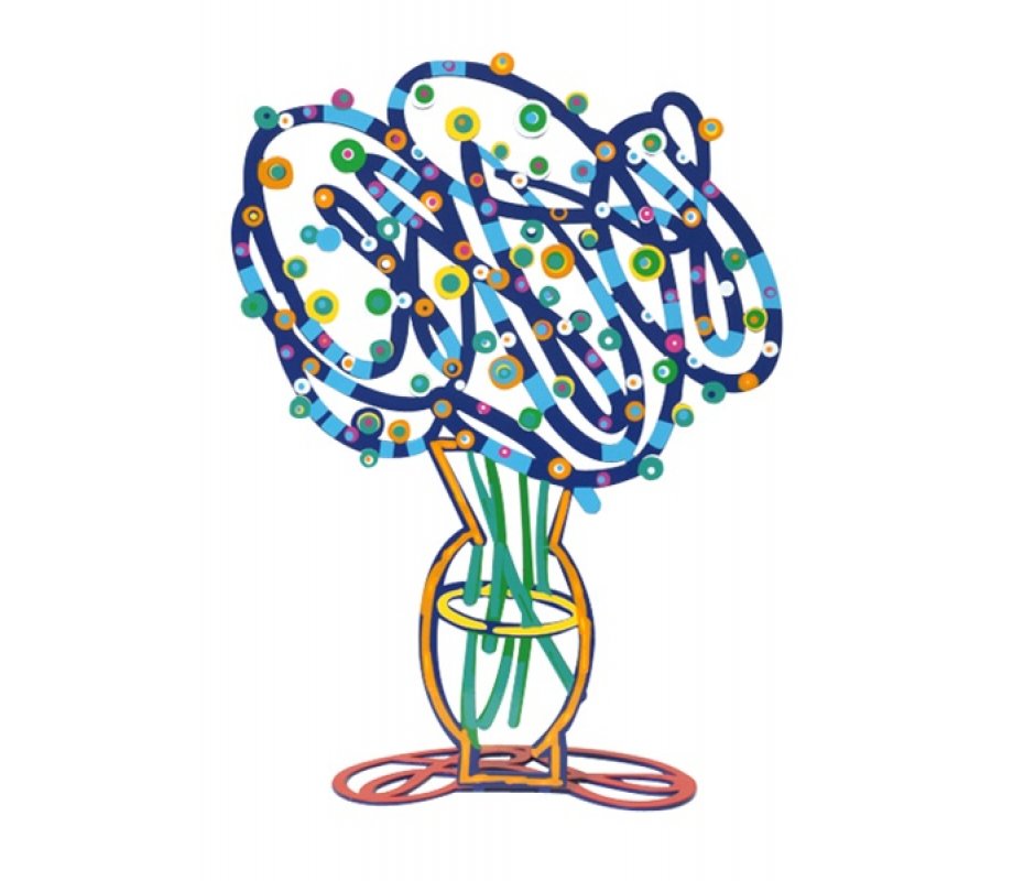 Free Standing Double Sided Flower Sculpture - Blue Bouquet by David Gerstein