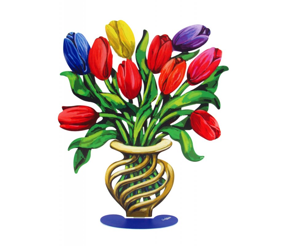 Free Standing Double Sided Flower Vase Sculpture - Tulips Large by David Gerstein