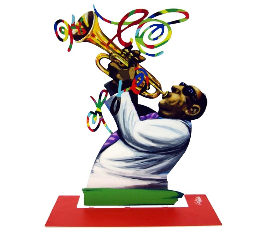 Free Standing Double Sided Music Sculpture - Trumpet Player by David Gerstein