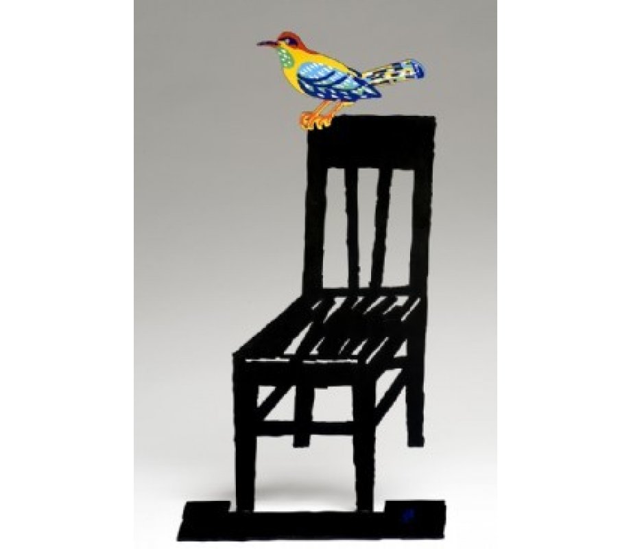 Free Standing Double Sided Sculpture - Bird Perched on Chair by David Gerstein